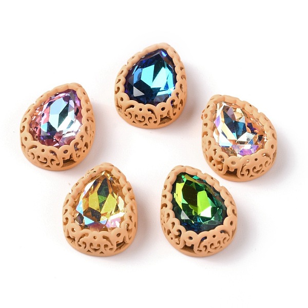 

PandaHall Sew on Rhinestone, Glass Rhinestone, with Brass Findings, Garments Accessories, Teardrop, Mixed Color, Beige, 16x12.5x6.5mm, Hole..., Yellow