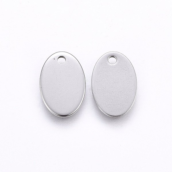 

PandaHall 304 Stainless Steel Charms, Oval, Stamping Blank Tag, Stainless Steel Color, 13x8.5x0.8mm, Hole: 1.4mm 304 Stainless Steel Oval