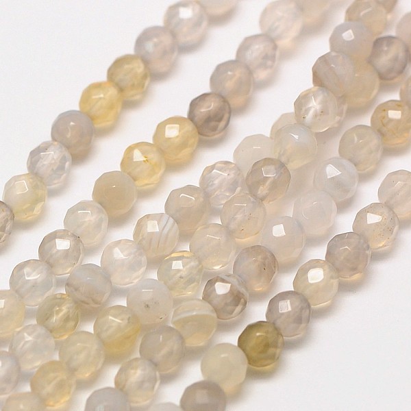 

PandaHall Natural Botswana Agate Beads Strands, Faceted Round, 3mm, Hole: 0.8mm, about 121pcs/strand, 15 inch Botswana Agate Round
