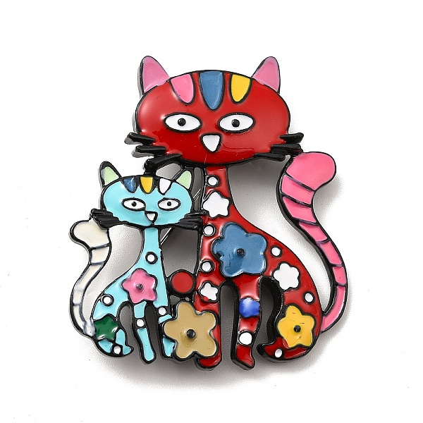 

PandaHall Alloy Enamel Brooches, Cadmium Free & Lead Free, Cat, Colorful, 49x43x4mm, Pin: 0.7mm Alloy+Enamel