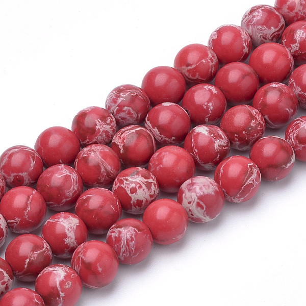 

PandaHall Synthetic Imperial Jasper Beads Strands, Dyed, Round, Crimson, 8~8.5mm, Hole: 1mm, about 47pcs/strand, 15.5 inch. Imperial Jasper..., Pink