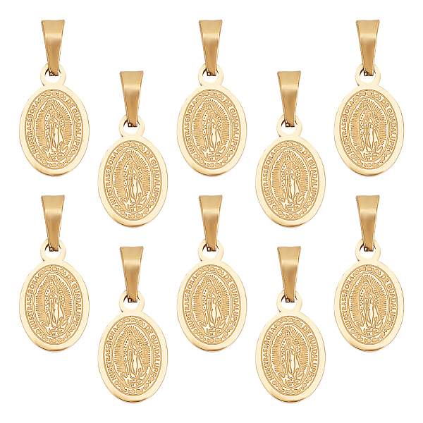 

PandaHall Unicraftale 10Pcs Oval with Virgin Mary & Word 304 Stainless Steel Charms, Golden, 13.5x8x1.5mm, Hole: 4x7mm 304 Stainless Steel...