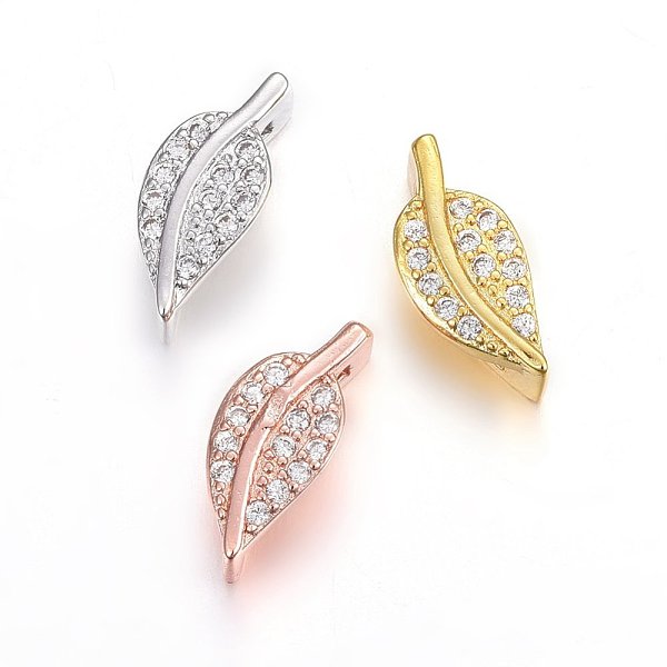 

PandaHall Brass Micro Pave Cubic Zirconia Slide Charms, Long-Lasting Plated, Cadmium Free & Nickel Free & Lead Free, Leaf, Clear, Mixed...