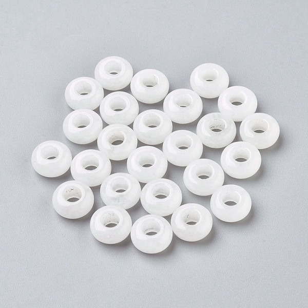 

PandaHall Natural White Jade European Beads, Large Hole Beads, Rondelle, 12x6mm, Hole: 5mm Quartz Crystal Rondelle