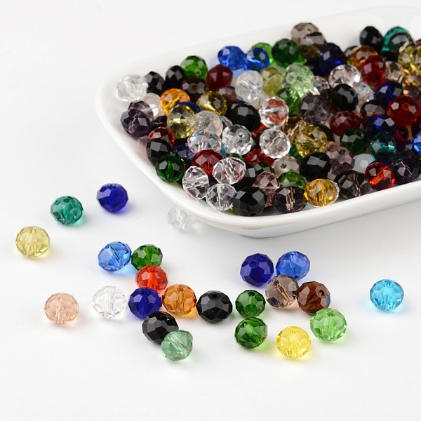

PandaHall Faceted Rondelle Transparent Glass Beads, Mixed Color, 8x6mm, Hole: 1mm Glass Rondelle Multicolor