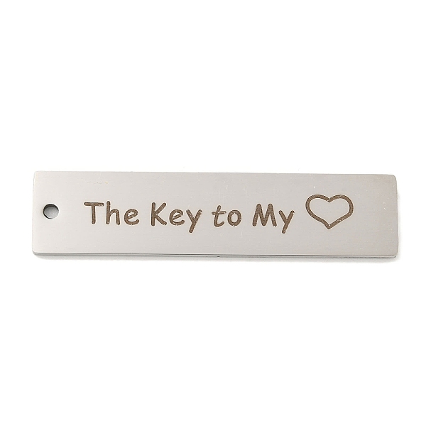 

PandaHall 201 Stainless Steel Big Pendants, Rectangle with Word The Key To My Charms, Stainless Steel Color, 50x12x1.5mm, Hole: 2mm 201...
