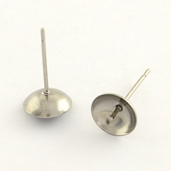 

PandaHall 304 Stainless Steel Post Stud Earring Findings, Stainless Steel Color, 8mm, pin: 0.7mm 304 Stainless Steel Others