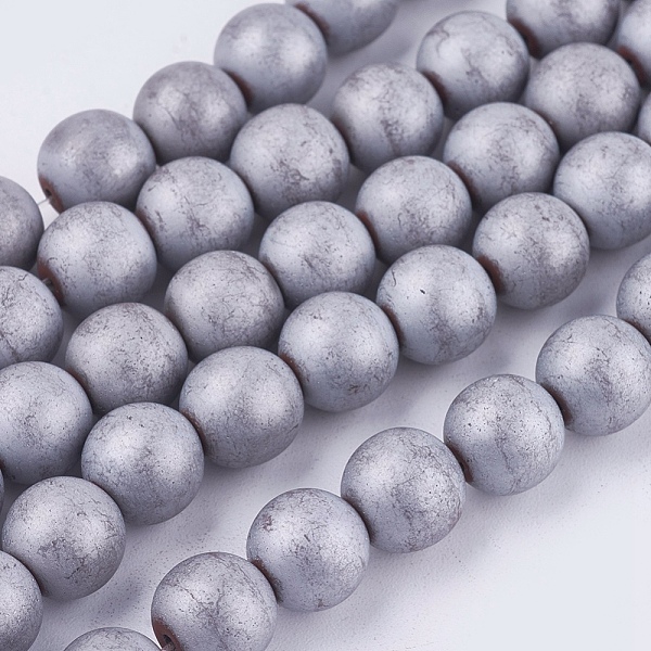 

PandaHall Electroplate Non-magnetic Synthetic Hematite Beads Strands, Frosted, Grade A, Round, Platinum Plated, 8mm, Hole: 1mm, about...