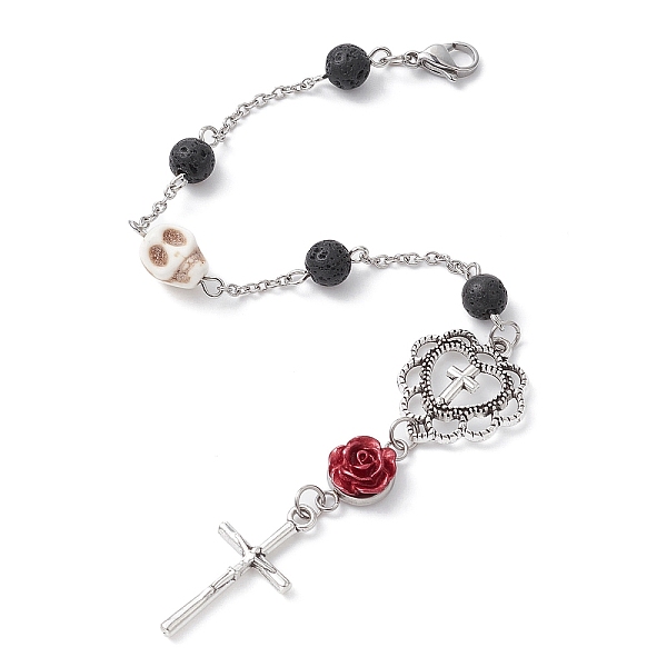 

PandaHall Heart & Cross & Skull Pointed Dowsing Pendulums, Natural Lava Rock & Dyed Synthetic Turquoise with 304 Stainless Steel Cable...