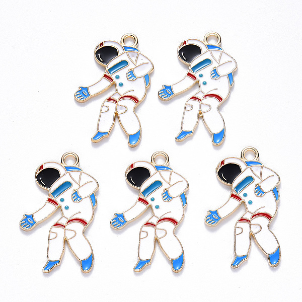 

PandaHall Alloy Enamel Pendants, Spaceman, Light Gold, Deep Sky Blue, 34x20.5x1.5mm, Hole: 3mm Alloy+Enamel Human