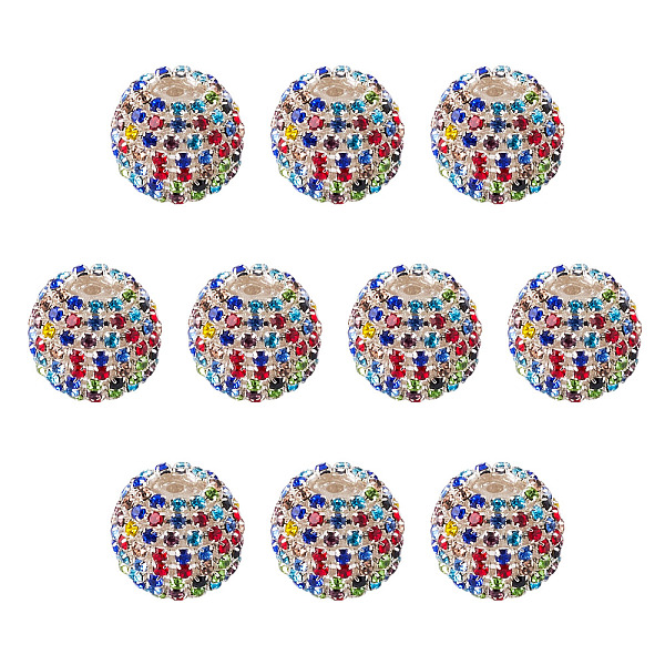 10 perle ronde en strass de verre scintillant