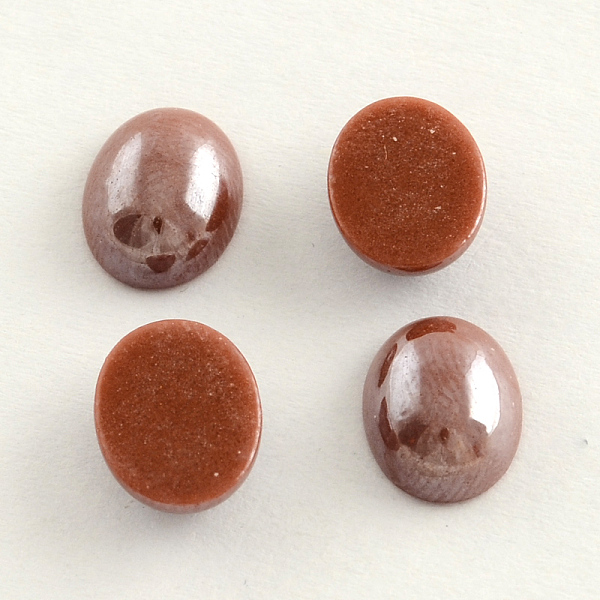 

PandaHall Pearlized Plated Opaque Glass Cabochons, Oval, Sienna, 13x10x5mm Glass Oval Brown
