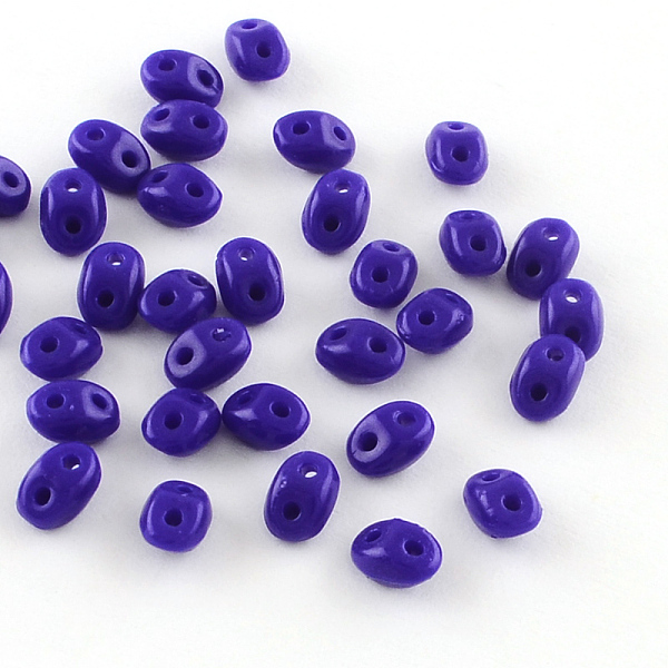 

PandaHall 2-Hole Seed Beads, Czech Glass Beads, Medium Blue, 5x3.5x3mm, Hole: 0.5mm, about 260pcs/20g Czech Glass Oval Blue