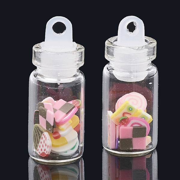 

PandaHall Handmade Polymer Clay Nail Art Decoration Accessories, with Glass Wishing Bottle and CCB Plastic Bottle Stopper, Mixed Color..., Multicolor