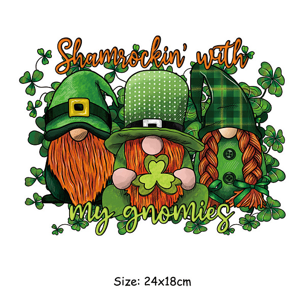

PandaHall Saint Patrick's Day Theme PET Sublimation Stickers, Heat Transfer Film, Iron on Vinyls, for Clothes Decoration, Gnome, 180x240mm...
