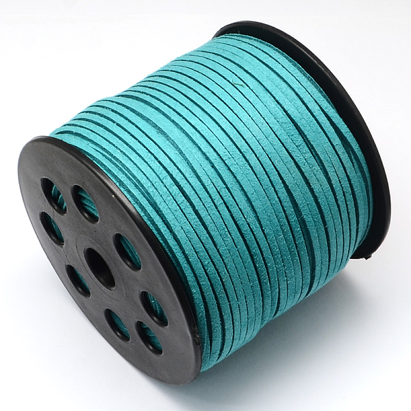 

PandaHall Faux Suede Cord, Faux Suede Lace, Dark Turquoise, 2.7x1.4mm, about 98.42 yards(90m)/roll Faux Suede Cyan