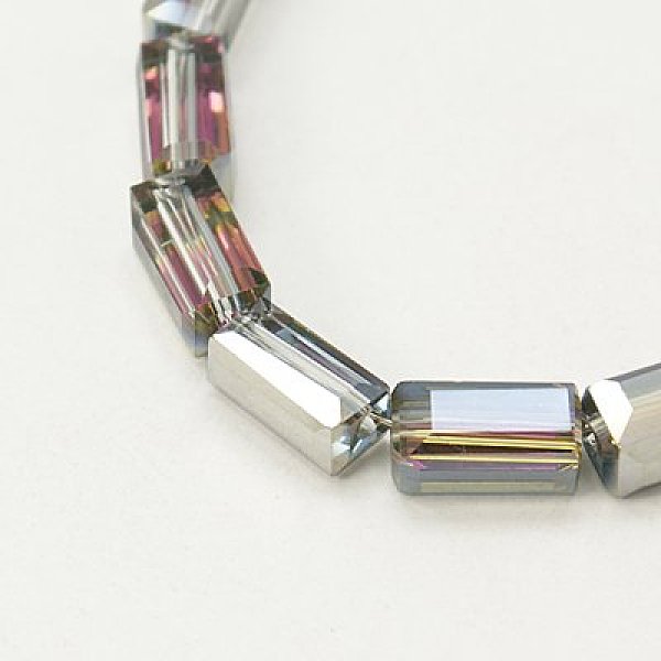 

PandaHall Electroplate Glass Beads, Half Silver Plated, Faceted, Cuboid, WhiteSmoke, 8x4x4mm, Hole: 1mm Glass Cuboid White