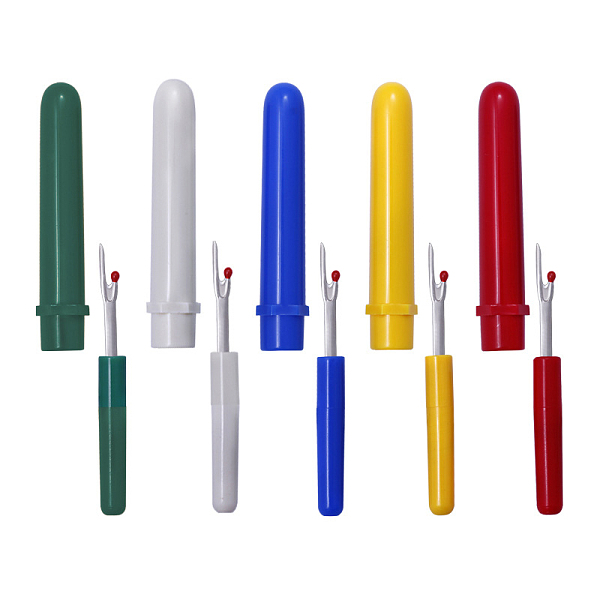 

PandaHall Plastic Handle Seam Ripper Set, with Steel Fork, Mixed Color, 8x1cm, 5pcs/set Plastic Multicolor