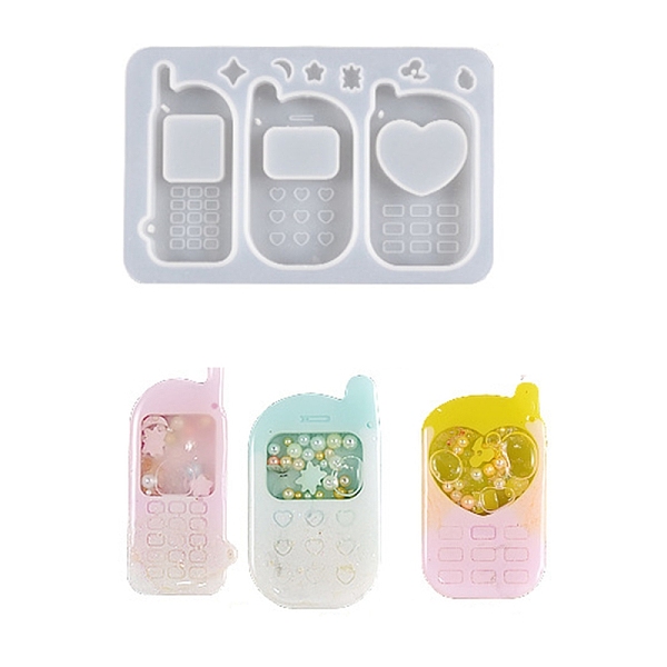 

PandaHall DIY Cellphone-shaped Pendant Food-grade Silicone Molds, Quicksand Molds, Resin Casting Molds, For UV Resin, Epoxy Resin Craft..., White
