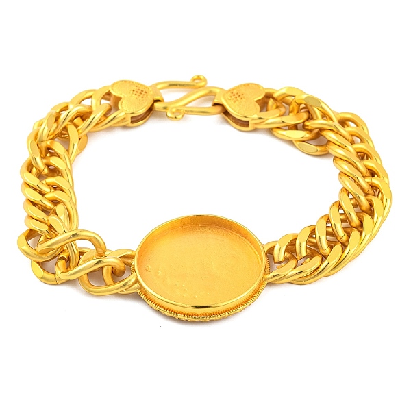 

PandaHall Brass Cuban Link Chain Bracelets Findings, Flat Round Tray Fit for Cabochons, with Heart Clasps, Lead Free & Cadmium Free, Matte...