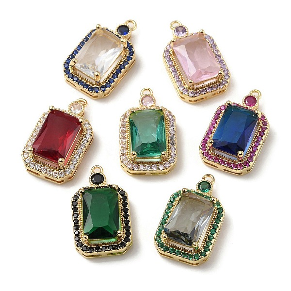 

PandaHall Brass with K9 Glass & Rhinestone Pendants, Light Gold, Rectangle Charms, Mixed Color, 22.5x13x8mm, Hole: 1.4mm K9 Glass Rectangle..., Multicolor