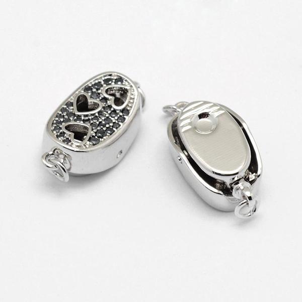 

PandaHall Brass Box Clasps, with Cubic Zirconia, Cadmium Free & Nickel Free & Lead Free, Real Platinum Plated, Oval and Heart, Hollow, Black...