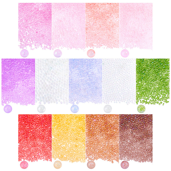 

PandaHall PH 10000+ UV Resin Bubble Beads, 13 Color No Hole Micro Beads Iridescent Crystals Beads Tiny Glass Beads Round Glass Seed Beads..., Multicolor