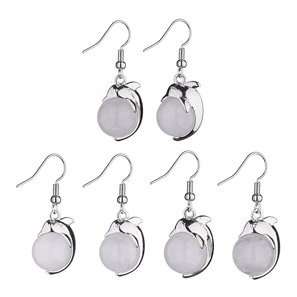 

PandaHall Natural Quartz Crystal Dolphin Dangle Earrings with Crystal Rhinestone, Platinum Brass Jewelry for Women, 38mm, Pin: 0.6mm Quartz...