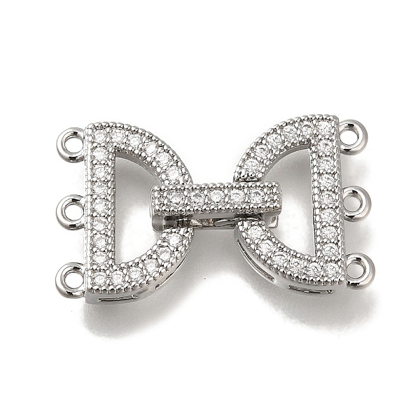 

PandaHall Brass Micro Pave Clear Cubic Zirconia Fold Over Clasps, 2-Strand, 6-Hole, Arch, Platinum, 24mm Brass+Cubic Zirconia Arch