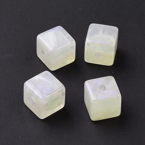 

PandaHall Opaque Acrylic Beads, Glitter Beads, Cube, Beige, 13x13.5x13.5mm, Hole: 3mm, 180pcs/500g Acrylic Cube Yellow