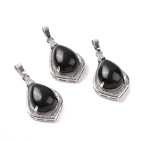 

PandaHall Natural Obsidian Pendants, Teardrop Charms, with Platinum Tone Rack Plating Brass Findings, 32x19x10mm, Hole: 8x5mm Obsidian...