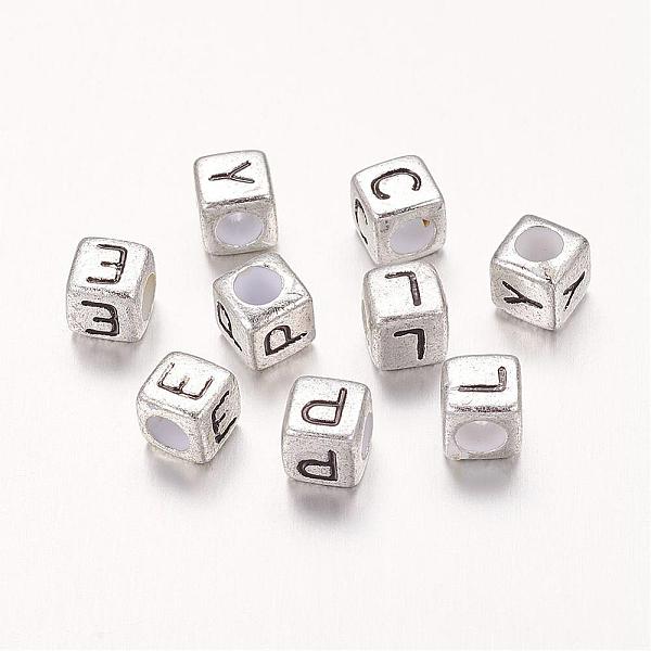 

PandaHall 6MM Silver Mixed Letters Cube Acrylic Beads, Horizontal Hole, about 6mm in diameter, hole: 3mm, about 260pcs/50g Acrylic Cube...