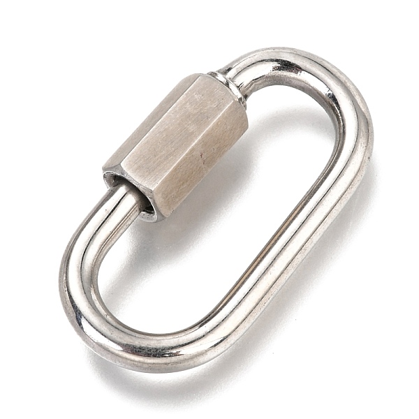 

PandaHall 304 Stainless Steel Screw Carabiner Lock Charms, for Necklaces Making, Oval, Stainless Steel Color, 37x20x3.5mm, Inner Diameter...