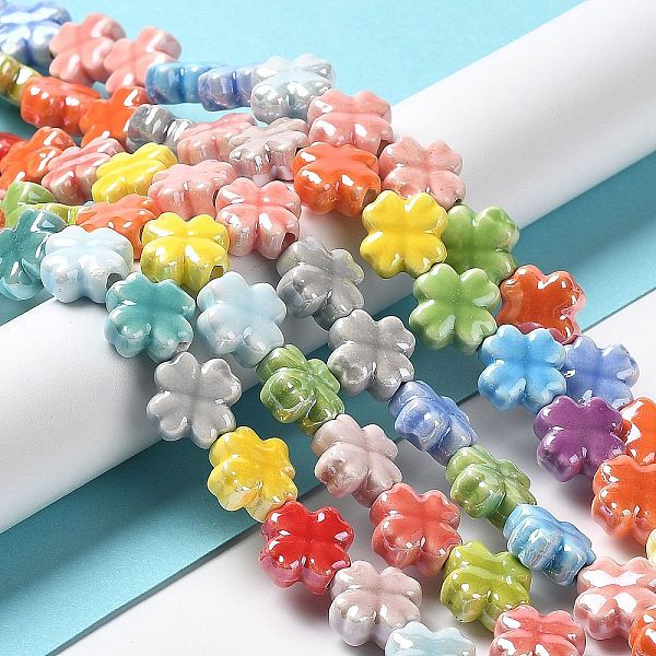 

PandaHall Handmade Porcelain Beads Strands, Bright Glazed Porcelain, Clover, Mixed Color, 11.5x11.5x5.5mm, Hole: 2.3mm, about 26pcs/strand..., Multicolor