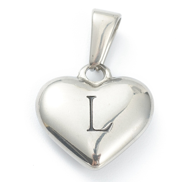 

PandaHall 304 Stainless Steel Pendants, Heart with Black Letter, Stainless Steel Color, Letter.L, 16x16x4.5mm, Hole: 7x3mm 304 Stainless...