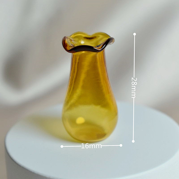 

PandaHall Miniature Glass Vase Ornaments, Micro Toys Dollhouse Accessories Pretending Prop Decorations, Goldenrod, 28x16mm Glass Vase Gold