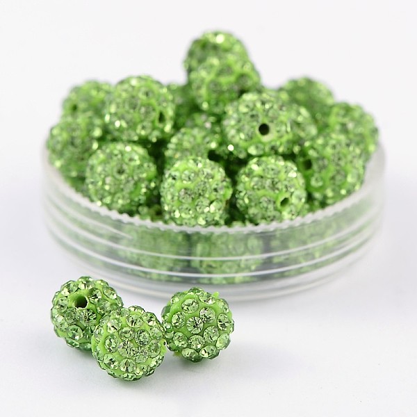 

PandaHall Pave Disco Ball Beads, Polymer Clay Rhinestone Beads, Grade A, Round, Peridot, PP12(1.8~1.9mm), 8mm, Hole: 1mm Polymer Clay+Glass..., Green
