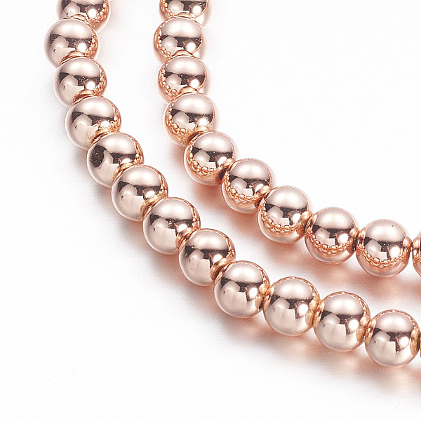 

PandaHall Electroplate Non-magnetic Synthetic Hematite Beads Strands, Round, Rose Gold Plated, 4.5mm, Hole: 1mm, about 98pcs/strand, 15.7...