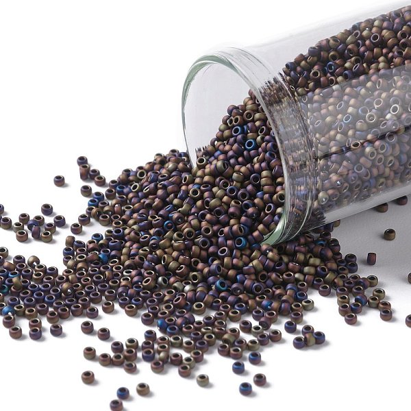 

PandaHall TOHO Round Seed Beads, Japanese Seed Beads, (615) Matte Color Iris Purple, 15/0, 1.5mm, Hole: 0.7mm, about 3000pcs/bottle...