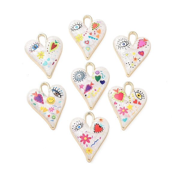 

PandaHall Rack Plating Alloy Enamel Pendants, with Resin, Heart with Evil Eye Charm, Cadmium Free & Nickel Free & Lead Free, Golden, Mixed..., Multicolor