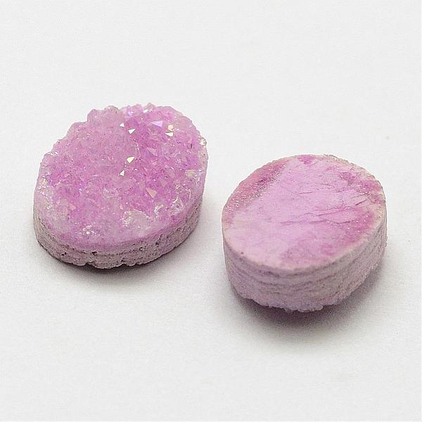 

PandaHall Electroplated Natural Druzy Crystal Cabochons, Oval, Dyed, Pink, 10x8x4~5mm Quartz Crystal Oval Pink