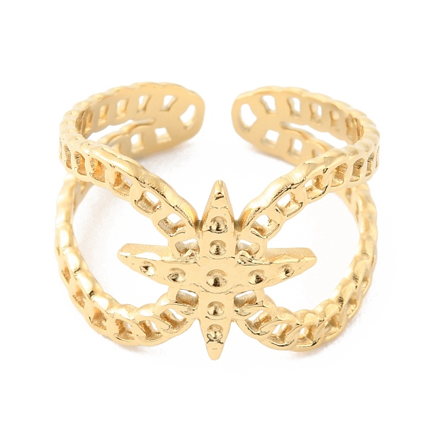 

PandaHall 304 Stainless Steel Star Open Cuff Ring Findings, Ring Settings for Rhinestone, Real 14K Gold Plated, Inner Diameter: 17mm, Fit...