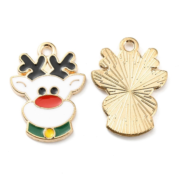 

PandaHall Christmas Theme Alloy Enamel Pendants, Cadmium Free & Lead Free, Light Gold, Deer Charm, White, 20.5x15x1.5mm, Hole: 1.8mm...