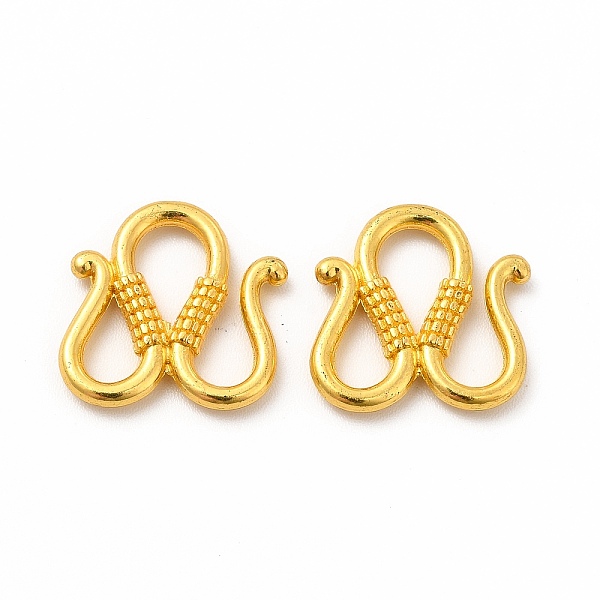 

PandaHall Rack Plating Alloy S-Hook Clasps, for Jewelry Making, Matte Gold Color, 14.7x14.3x2.3mm, Hole: 3.5x5mm and 4.7x5.5mm Alloy