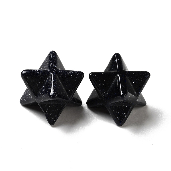

PandaHall Synthetic Blue Goldstone Beads, No Hole/Undrilled, Merkaba Star, 12.5~13x12.5~13x12.5~13mm Blue Goldstone Star