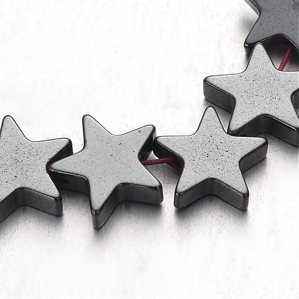 

PandaHall Non-magnetic Synthetic Hematite Bead Strands, Star, Original Color, 10x10x2~3mm, Hole: 1mm, about 47pcs/strand, 15.5 inch...