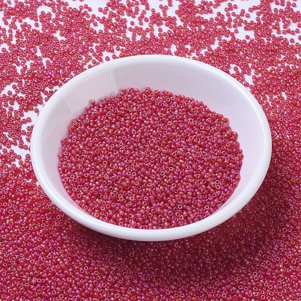 

PandaHall MIYUKI Round Rocailles Beads, Japanese Seed Beads, 11/0, (RR141FR) Matte Transparent Ruby AB, 2x1.3mm, Hole: 0.8mm, about..., Red