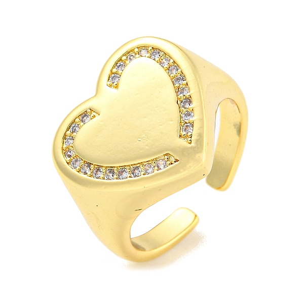 

PandaHall Brass Micro Pave Clear Cubic Zirconia Open Cuff Ring for Women, Real 18K Gold Plated, Heart, 16mm, Adjustable Brass+Cubic Zirconia...