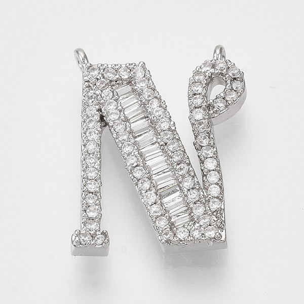 

PandaHall Real Platinum Plated Brass Pendants, with Clear Cubic Zirconia, Letter, Nickel Free, Letter.N, 18x13.5x2.5mm, Hole: 0.9mm...