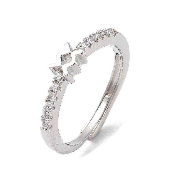 

PandaHall Rack Plating Brass Clear Cubic Zirconia Constellation Adjustable Rings for Women, Cadmium Free & Lead Free, Long-Lasting Plated...